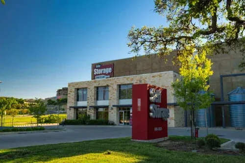 Signage outside a self storage facility.